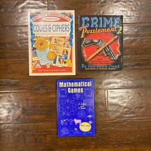 Codes | Ciphers | Puzzles | Math Games | Solving Mysteries | 3 Book Lot